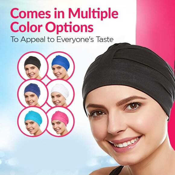 Beemo Swim Cap for Women Polyester Latex Lined Adjustable Velcro - White - Picture 7 of 7